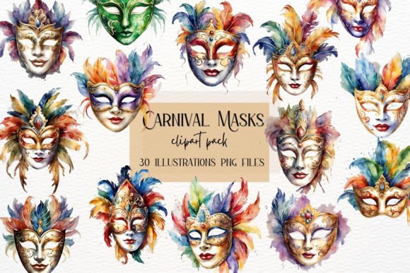 Carnival Mask Clipart: Venice Festival Elegance
