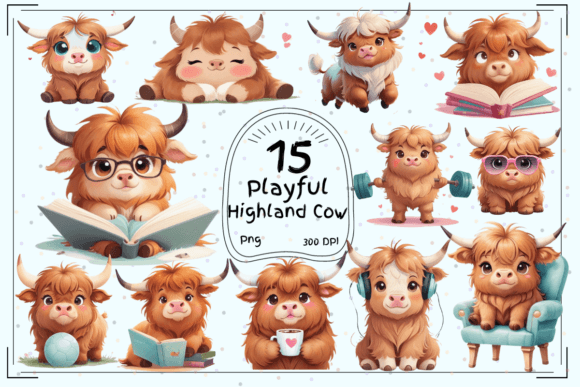 Charming Highland Cow Clipart for Whimsical Design Projects