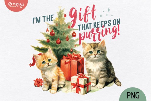 Charming Vintage Christmas Cat PNG for Festive Design Projects