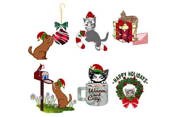 Christmas Cat Set 2: Festive Design Assets