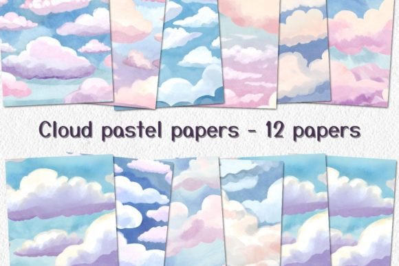 Cloud and Sky Pastel Papers for Baby Shower Design