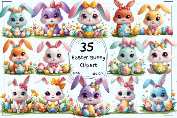 Enchanting Floral Easter Bunny Clipart for Creative Projects