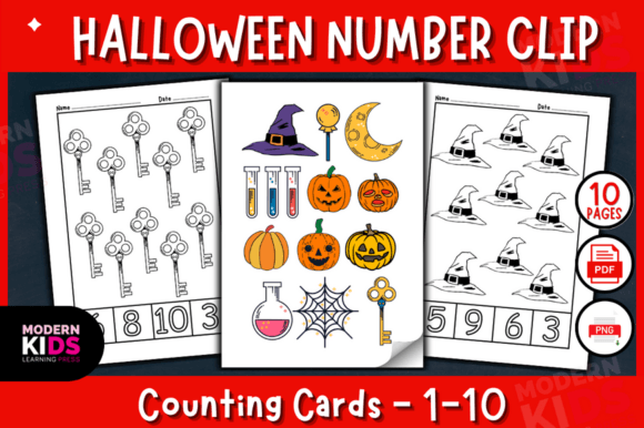 Halloween Number Clip Counting Cards: A Spooktacular Design Asset