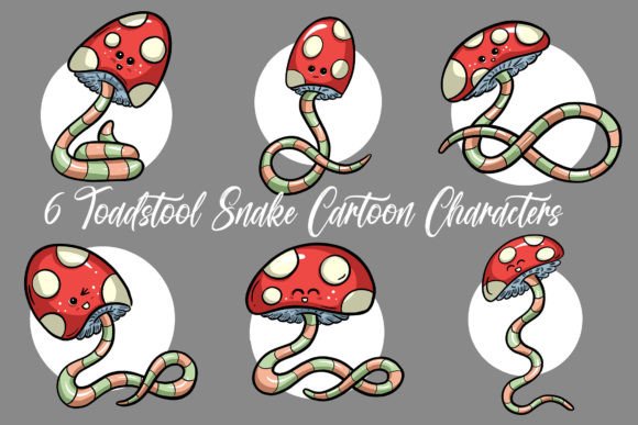 Mushroom Toadstool Snake Illustration: A Modern Design Asset