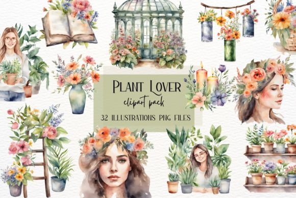 Plants Lover Watercolor House Plants: A Design Asset