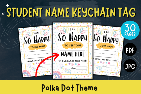 Polka Dot Personalized Keychain Tags for Students