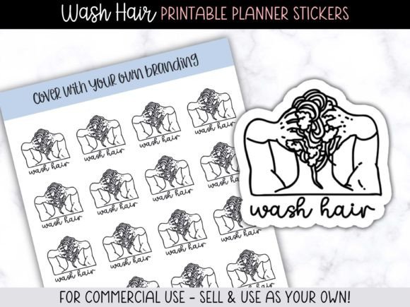 Wash Hair Icon Planner Stickers: Design & Sell with Ease